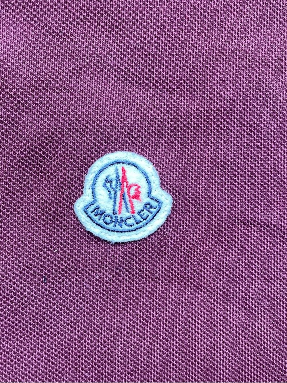 Moncler Maglia Polo Manica Corta Burgundy Navy Tip L